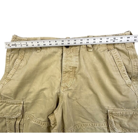 Abercrombie Fitch Cargo Shorts Men 38 Khaki Tan Heavy Distressed Paratrooper Y2K - Picture 11 of 14